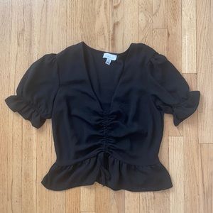 Topshop black cinched blouse size 6